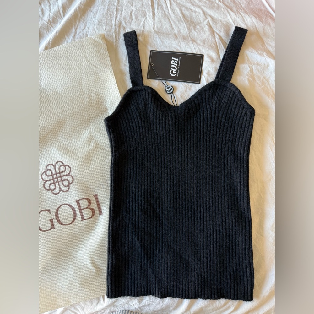 Women's 100% Mongolian Cashmere Black Ribbed Top